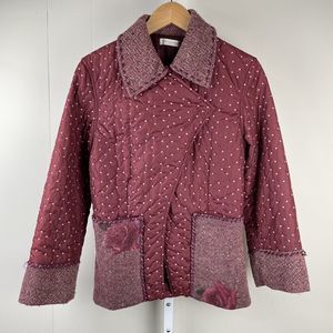 Pietro Grande Artsy Jacket Burgundy Red Patchwork Polka Dot Womens EU‎ 44